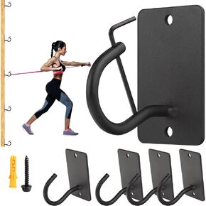 Resistance Band Wall Anchors Mount 5 Set with Lock, Gym Workout Band Heavy Duty Steel Wall Hook Bracket Rack for Home Office Training Strength Exercise Stretching Storage