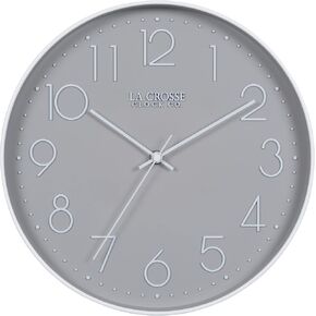 La Crosse Clock 404-3831-INT 12-Inch Everly Silent Analog Gray Quartz Wall Clock
