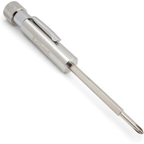 Pocket Screwdriver with Clip and Magnet - Phillips and Slotted-Flat Head - Small Tool with Magnetic Tip (Stainless Steel)
