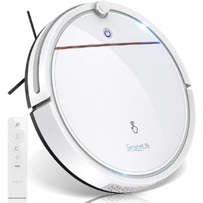 SereneLife Robot Vacuum Cleaner and Dock - 1500pa Suction w/ Scheduling Activation and Charging Dock - Robotic Auto Home Cleaning for Carpet Hardwood Floor Pet Hair - Pure Clean PUCRC95, Red