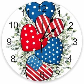 Round Wall Clock 12 Inch Bedroom, Burnt Orange Brown Grey Geometric Vinatge Silent Battery Operated Non Ticking Wall Clocks with Large Numbers Easy to Read for Home, Living Room, Office