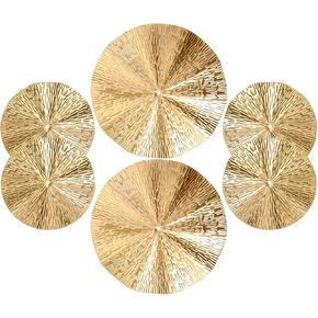 Operitacx 6pcs Gold Wall Decor -Metal Wall Decor Aesthetic- Gold Room Decor: Metal Modern Accent Large Sunburst Hanging Decorations For Home Office Bedroom Bathroom Or Living Room