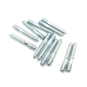 Hanger Bolt M8x100 Silvery Double Headed Bolt Self-Tapping Screw with Hexagon for Furniture 12Pcs