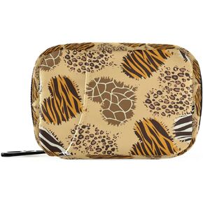 xigua Fashion Sexy Heart Leopard Zebra Print Travel Medicine Bag Organizer, Compact Size Portable Pill Bag Container for Vitamin and Supplement Holder, 7 Days Pill Case Organizer with Zipper for Trave