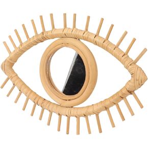 Funky Mirrors for Wall Evil Eye Decor Rattan Boho Mirror Eye Shaped Wall Mirror for Home Hotel Bathroom Decoration 16.5x10.6