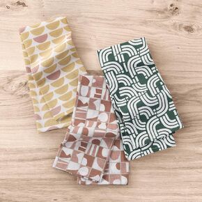 No. 918 Tatum 3-Piece Retro Geometric Kitchen Towel Set, Multicolor