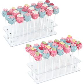 ANDGOO 2PCS Cake Pop Stand, 21 Holes Lollipop Holder Clear Acrylic Cake Pop Stand Display Cake Pop Holder Stand for Weddings Birthday Parties Candy Decorative