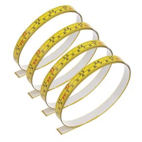 4Pcs Steel Self-Adhesive Measuring Tape, Imperial and Metric Scale Workbench Ruler, Left to Right Sticky Measure Tape with Adhesive Backing for Woodworking, Saw, Drafting Table, 44Inch, Yellow