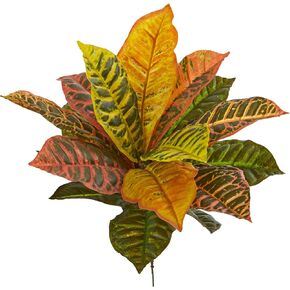 Nearly Natural 17" Garden Croton Artificial (Real Touch) (Set of 6) Silk Plants, Multi