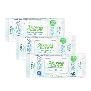 Baby Wipes, Unscented Wet Wipes for Sensitive Skin, 3 Pack, 99% Water, Large Wipe Surface, for Babies & Adults, Hypoallergenic and Gentle, Vitamin E and Aloe, Flip Top Lid, 240 wipes