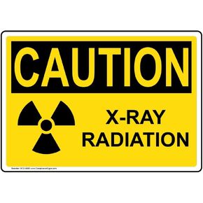 ComplianceSigns.com CAUTION X-Ray Radiation OSHA Safety Label Decal, 5x3.5 in. 4-Pack Vinyl for Medical Facility Hazmat