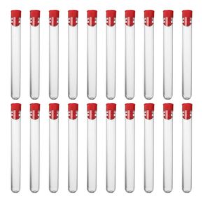 Othmro 100Pcs Clear Plastic Test Tubes with Red Caps, 13mmx100mm Mini Test Tubes with Lids, for Jewelry Seed Beads Powder Spice Liquid Experiment Yeast Specimen Sample Laboratory