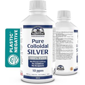 Colloidal Silver 10ppm 600ml - Colloidal Silver Liquid Minerals Trace Minerals - Colloidal Copper Supplements - Silver Colloidal Minerals Liquid - Formulated & Made in Canada