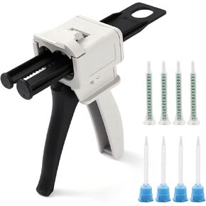 Dispensing gun AB glue gun 50ml two-component glue gun 2:1/1:1 epoxy glue gun dispensing gun, suitable for 1:1/2:1double cartridges, with 8pcs mixing nozzle