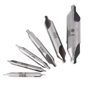 Center Drill Set, 6pcs 1/1.5/2/2.5/3/5mm 60 Degree High Speed Steel Centering Drill Bit Set, Countersink Lathe Center Drill Bits