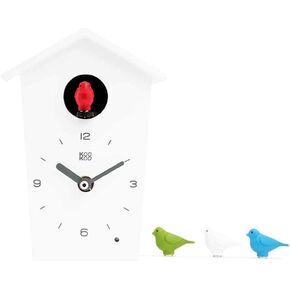 KOOKOO Birdhouse Mini Black, Tiny Modern Cuckoo Clock with 12 Natural Bird Songs or Cuckoo Call