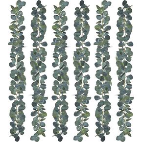 PARTY JOY 6Pcs Artificial Vines Faux Silk Eucalyptus Garland Greenery Wedding Backdrop Arch Wall Decor
