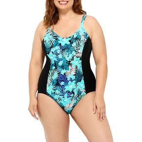 Women's Floral Colorblock V-Neck Plus Swimsuit