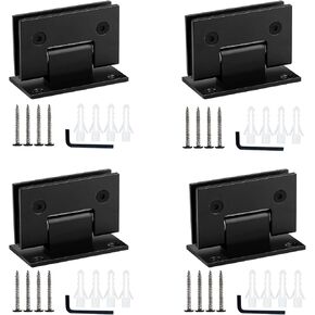 4 PCS 90 Degree Heavy Shower Door Hinges, Stainless Steel Black 90 Degree Glass Door Wall Shower Room Accessories Door Hinge Replacement Parts