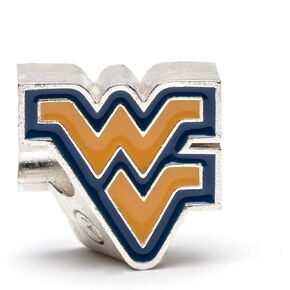 West Virginia WV Charms for Bracelets - Gold and Blue Flying WV Bead - Hypoallergenic Stainless Steel Charms - West Virginia Mountaineers Gifts