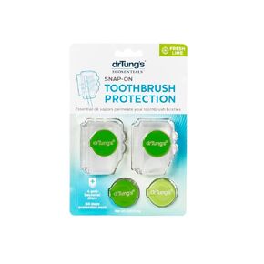 Dr. Tung's Snap-On Toothbrush Cover Caps 2 Count - Toothbrush Head Cover, Travel Case, 60 Days Protection Each, Comes with 4 Deodorizing Discs - Assorted Colors