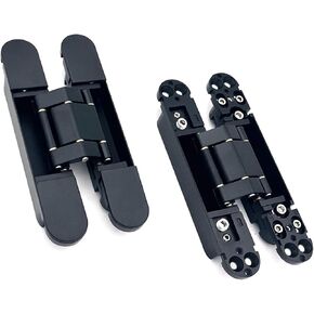 2 Pack Hidden Door Hinges, 6 inch Heavy Duty Concealed Door Hinges, 3 Way Adjustable Invisible Door Hinges, Zinc Alloy 180 Degree Swing Door Hinges. (Gold)