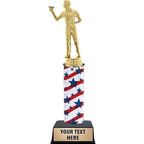 Crown Awards Darts Trophy - 11" Red, White and Blue Darts Trophy with Customized Text Prime