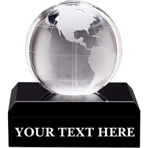 Crown Awards Crystal Globe Trophies, 3" Mini Crystal Globe Pedestal Trophy, Great Custom Corporate Gifts Prime