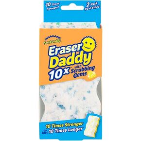 Scrub Daddy Eraser Daddy 10x, Magic Eraser Sponge for Painted Walls, Skirting Board Cleaner, Melamine Sponges, Dual-Sided Scrubber Pads, All Purpose Cleaning Sponges, Magical Mark Remover, 2 Pack