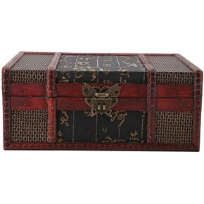 TOPINCN Vintage Handmade Storage Box Wooden Storage Box Jewelry Storage Box Organizer Decorative Stash Box Storage Box(#1)