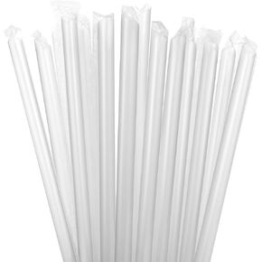 100 Pcs Clear Boba Straws Jumbo Smoothie Straws,Individually Wrapped Disposable Plastic Large Wide-mouthed Milkshake Drinking Straws(0.43" Wide X 9.45" Long)