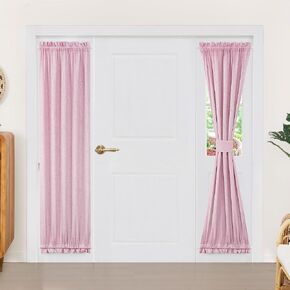 Deconovo French Door Curtain Panel, Linen 100% Blackout Thermal Curtains for Patio Door Sliding Door Curtains for Front Door,1 Panel, Grey, W25 x L40
