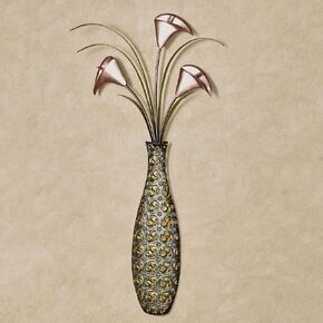 Touch of Class Gracieux Calla Lilies Floral Wall Art - Metal - Pink, Gold, Slate - Flower Wall Decor for Bedroom, Living Room, Bathroom, Dining Room - Three-Dimensional Elegance