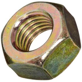 Brass Heavy Hex Nut, Plain Finish, ASME B18.2.2, 1-1/8"-7 Thread Size, 1-13/16" Width Across Flats, 1-13/16" Thick