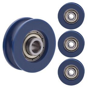 U Groove Pulley 4Pcs U-Groove Roller Guide Wheel Nylon Guide Roller Wheel for Doors Windows Cabinets Drawers 5x25.5x8.5mm Blue