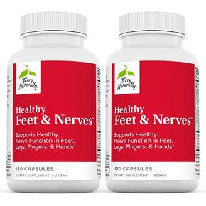 Terry Naturally Healthy Feet & Nerves - 120 Capsules, Pack of 2 - Supports Healthy Nerve Function in Feet, Legs, Fingers & Hands - Non-GMO, Vegan, Gluten Free - 120 Total Servings