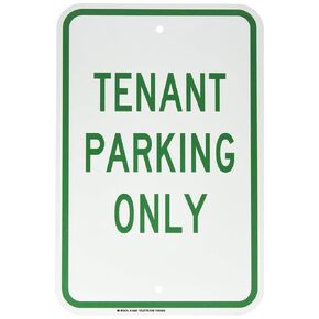 Brady 129667 Traffic Control Sign, Legend "Tenant Parking Only", 18" Height, 12" Width, Green on White