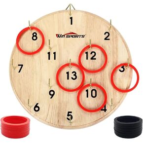 Ring Toss Game,Indoor Outdoor for Kids Adults Family,Fun Tailgate or Hangs on Wall,Exciting Gift Idea, Safe & Durable Design,includes 13 Metal Hooks and 14 Rubber Rings