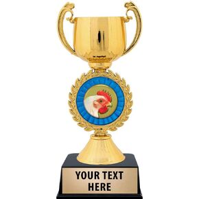 Crown Awards Personalized Chicken Trophy, 7.25" Gold Cup Chicken Trophies with Free Custom Engraving Prime
