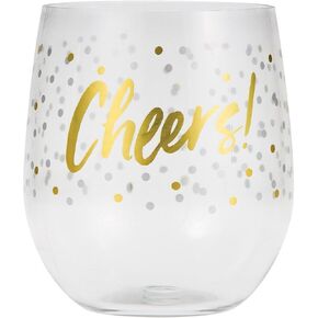 Elise Plastic 14-Ounce Stemless Wine Glass Tumblers, 6 Count (Pack of 1), Cheers in Saudi Arabia
