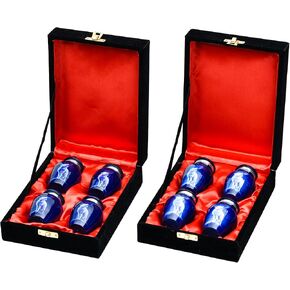 Set of 8 Small Urns for Human Ashes Adult Male or Female - Holds 0.72 Lbs. Per Mini Urn, 2.78" x 1.72" Mini Cremation Urns, Keepsake Burial Urns with Case & Bags - Wolf Steaming urn
