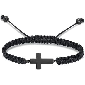 Cremation Bracelet for Human Pets Ashes - Cross Cremation Manmade Braided Urn Bracelet Ashes Keepsake Adjustable Urn Bracelet for Ashes Memorial Ashes Jewelry for Men Women
