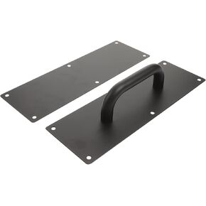 Barn Pull Stainless Public Clo Screws Sliding Hardware Office Steel Attachment with Black Handle and Plate Places Commercial Home Composite for Push Door