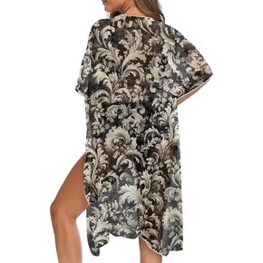Women Beach Cover Up Cardigans Chiffon Open Front Kimono, Cute Fruits Loose Bathing Suit Cover Ups Wraps