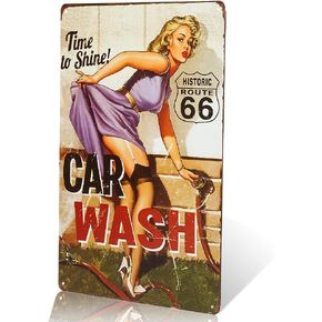 dingleiever-Vintage Tin Sign for Garage Retro Decor Metal Poster Pinup girl Plaque Full Service Car Wash
