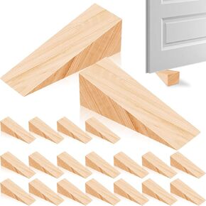 20 Pack Wooden Wedges for Chair Caning Supplies, Non Slip Wood Door Stopper, Triangle Wood Block for Chair Caning Door Stop, Large