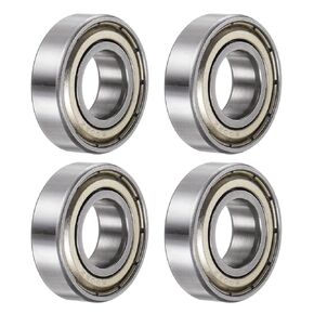 uxcell 4pcs 6001-ZZ Deep Groove Ball Bearings, Chrome Steel Z2 Double Metal Shielded Bearing 12mm x 28mm x 8mm