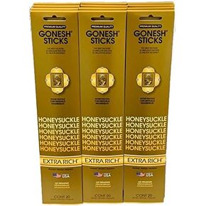 Gonesh Incense Sticks Extra Rich Collection: Honeysuckle 12 Pack (20 Sticks/Pack)