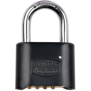 South Main Hardware Resettable Die-Cast Padlock, Black, 1-Pack