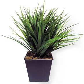 WHW Whole House Worlds Realistic Bamboo Faux Potted Plant, Realistic Leaves and Stems, Square Black Pot, Approx. 15" Diameter x 9" Tall